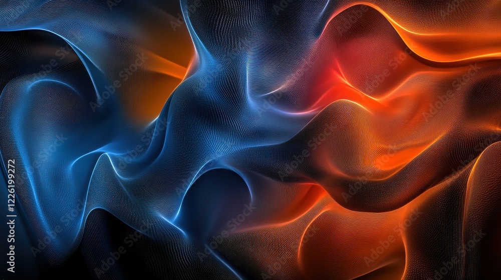 Poster dynamic abstract waves digital art colorful patterns vibrant environment artistic viewpoint visual c