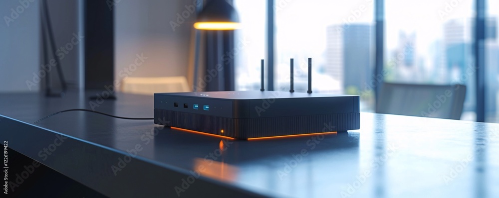 Poster Modern wireless router providing high speed internet connection