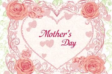 Beautiful floral design celebrating Mother's Day with hearts and rose embellishments
