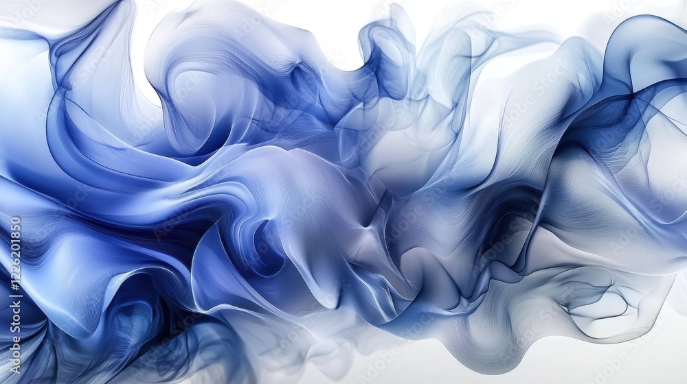 Poster dynamic blue flowing abstract art digital creation modern style soft environment aerial view fluid c