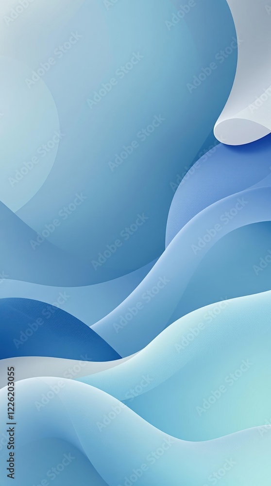 Poster soft blue abstract waves background with fluid curves and gradient layers