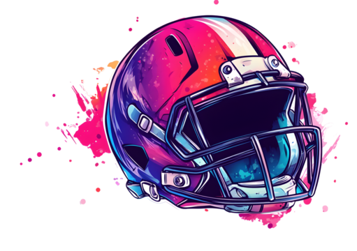 A football helmet with a splash of color on it