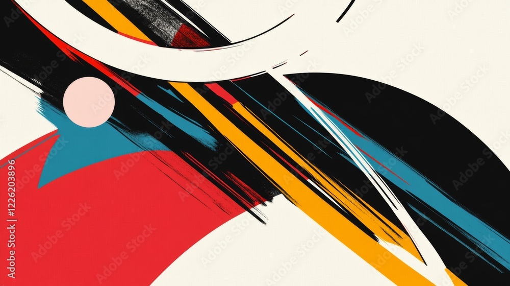 Poster a striking abstract artwork featuring bold, sweeping brushstrokes in vivid colors, creating sharp co