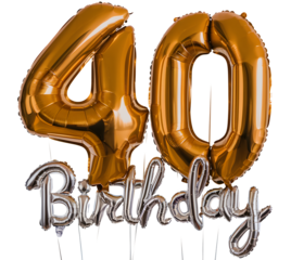 A large number of balloons with the number 40 on them