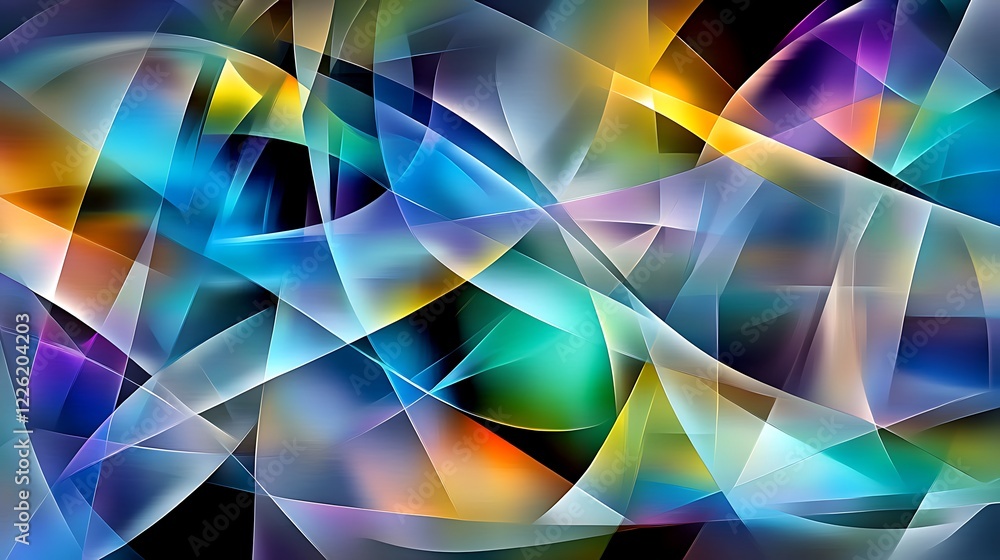 Poster abstract colorful intersecting geometric shapes design
