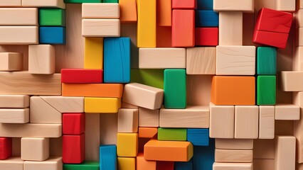 Educational Wooden Building Blocks for Kids, Colorful Stacking and Construction Toys Promoting Cognitive Skills, Creativity, and Interactive Play, Perfect for Early Learning