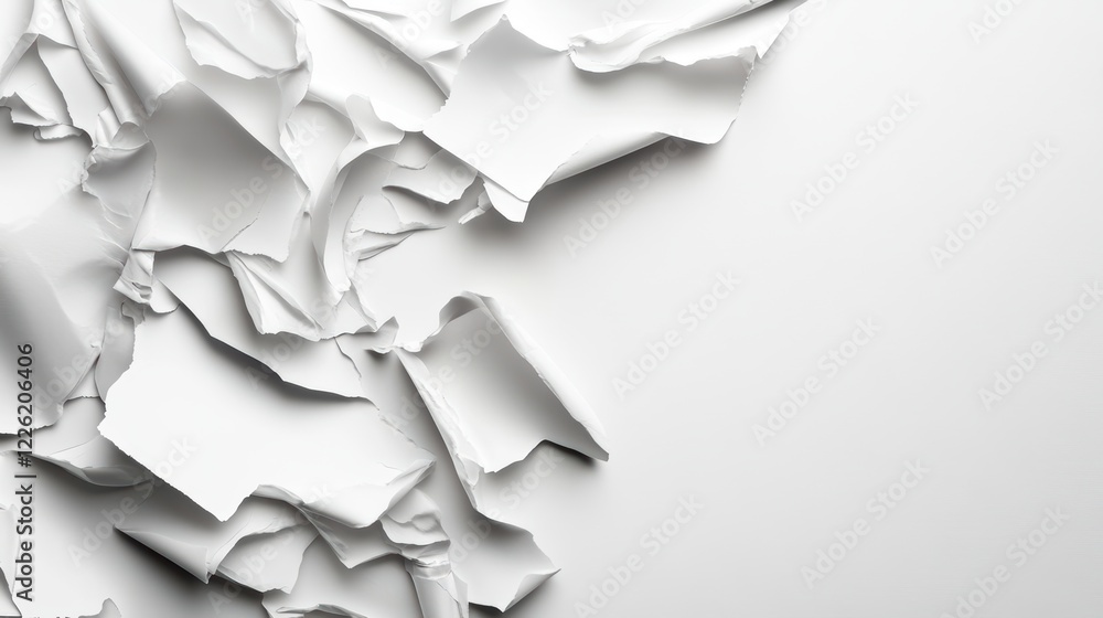 Poster creative art event featuring crumpled white paper texture studio setting abstract conceptual photogr