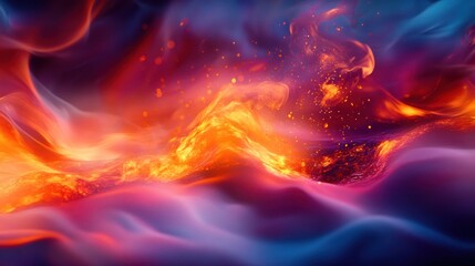Fototapeta premium Fiery abstract waves, cosmic background, energy, design
