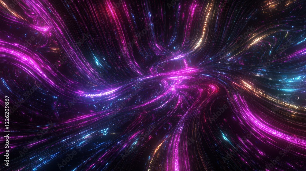 Poster colorful light waves in high-resolution dynamic flow of cosmic abstract art with modern design eleme
