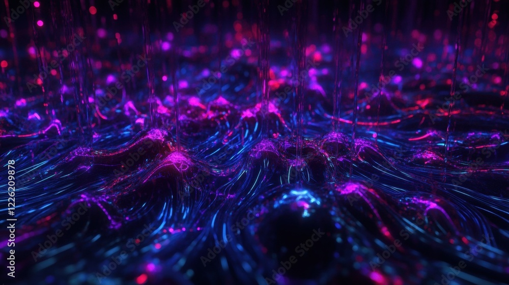 Poster dynamic fluid motion visuals abstract environment digital art vivid colors close-up perspective mode