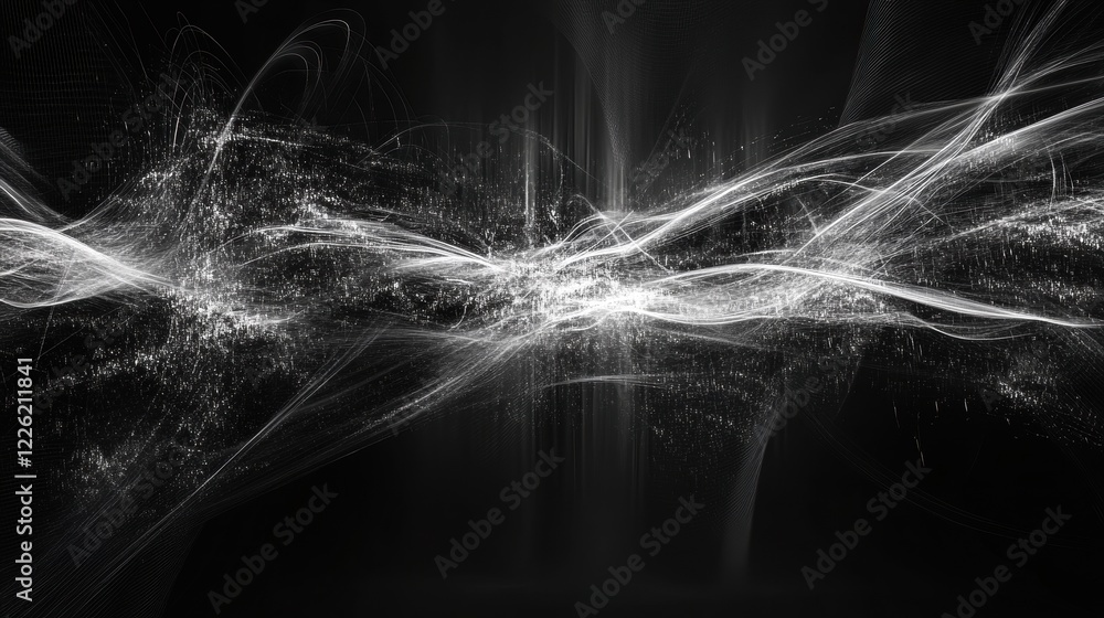 Poster dynamic light patterns abstract art digital artwork dark environment artistic exploration for visual