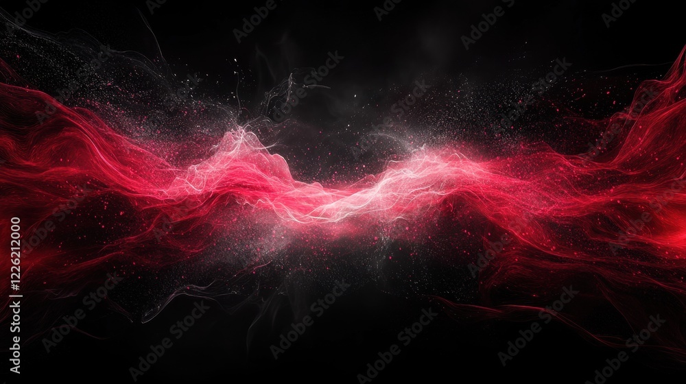 Poster dynamic red and black abstract energy waves digital art background creative design environment moder