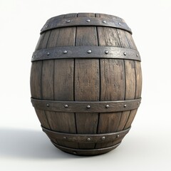 Fototapeta premium Aged wooden barrel with iron bands.