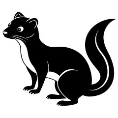 Cute Line Art Weasel Silhouette Black Vector Illustration