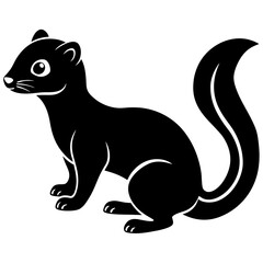 Cute Line Art Weasel Silhouette Black Vector Illustration