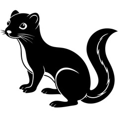 Cute Line Art Weasel Silhouette Black Vector Illustration