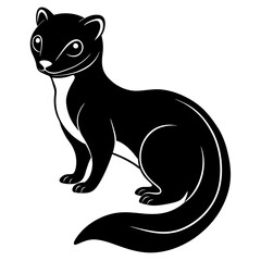 Cute Line Art Weasel Silhouette Black Vector Illustration