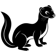 Cute Line Art Weasel Silhouette Black Vector Illustration