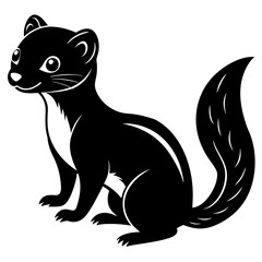 Cute Line Art Weasel Silhouette Black Vector Illustration