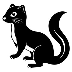 Cute Line Art Weasel Silhouette Black Vector Illustration