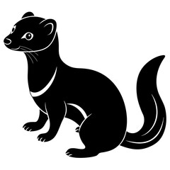 Cute Line Art Weasel Silhouette Black Vector Illustration