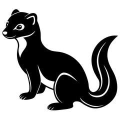 Cute Line Art Weasel Silhouette Black Vector Illustration