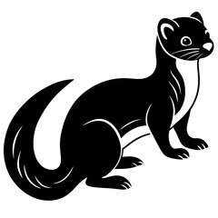 Cute Line Art Weasel Silhouette Black Vector Illustration