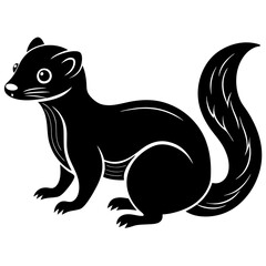 Cute Line Art Weasel Silhouette Black Vector Illustration