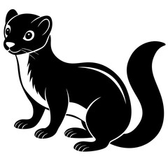 Cute Line Art Weasel Silhouette Black Vector Illustration