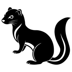 Cute Line Art Weasel Silhouette Black Vector Illustration