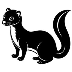 Cute Line Art Weasel Silhouette Black Vector Illustration
