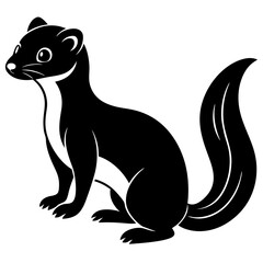 Cute Line Art Weasel Silhouette Black Vector Illustration