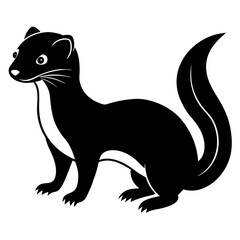 Cute Line Art Weasel Silhouette Black Vector Illustration