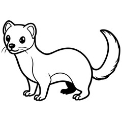 Cute Line Art Weasel Silhouette Black Vector Illustration