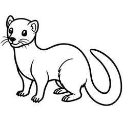 Cute Line Art Weasel Silhouette Black Vector Illustration