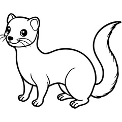 Cute Line Art Weasel Silhouette Black Vector Illustration
