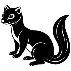 Cute Line Art Weasel Silhouette Black Vector Illustration