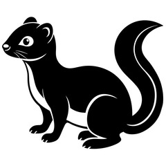 Cute Line Art Weasel Silhouette Black Vector Illustration