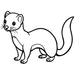 Cute Line Art Weasel Silhouette Black Vector Illustration