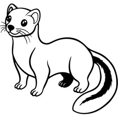 Cute Line Art Weasel Silhouette Black Vector Illustration
