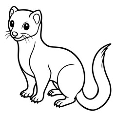 Cute Line Art Weasel Silhouette Black Vector Illustration