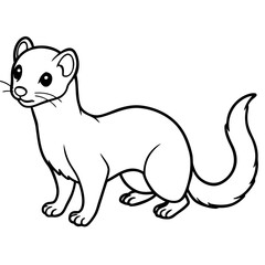 Cute Line Art Weasel Silhouette Black Vector Illustration