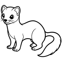 Cute Line Art Weasel Silhouette Black Vector Illustration