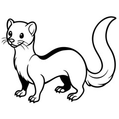 Cute Line Art Weasel Silhouette Black Vector Illustration