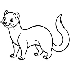 Cute Line Art Weasel Silhouette Black Vector Illustration