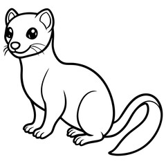 Cute Line Art Weasel Silhouette Black Vector Illustration