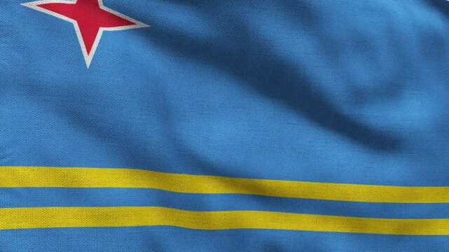 High detailed flag of Aruba. National Aruba flag. South America. 3D Render.