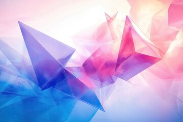 Abstract Design with Transparent Geometric Shapes in Blue and Pink