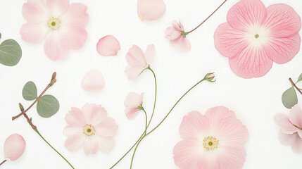 Obraz premium Floral Simplicity Minimal White Background with Soft Petals-2