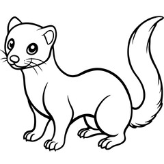 Cute Line Art Weasel Silhouette Black Vector Illustration